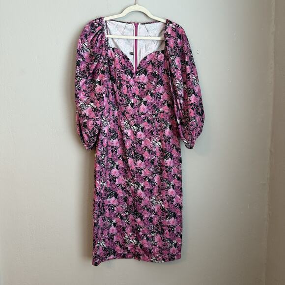 Rotate Birger Christensen Midi Dress Floral Puff Sleeve Irina 8 Retails $500 - Picture 8 of 15